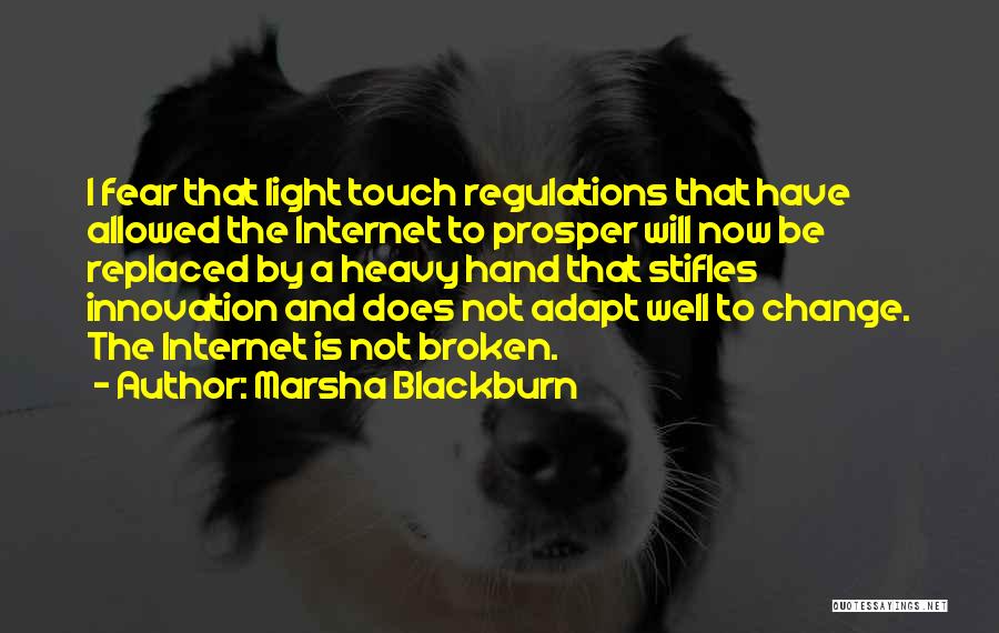 Marsha Blackburn Quotes: I Fear That Light Touch Regulations That Have Allowed The Internet To Prosper Will Now Be Replaced By A Heavy