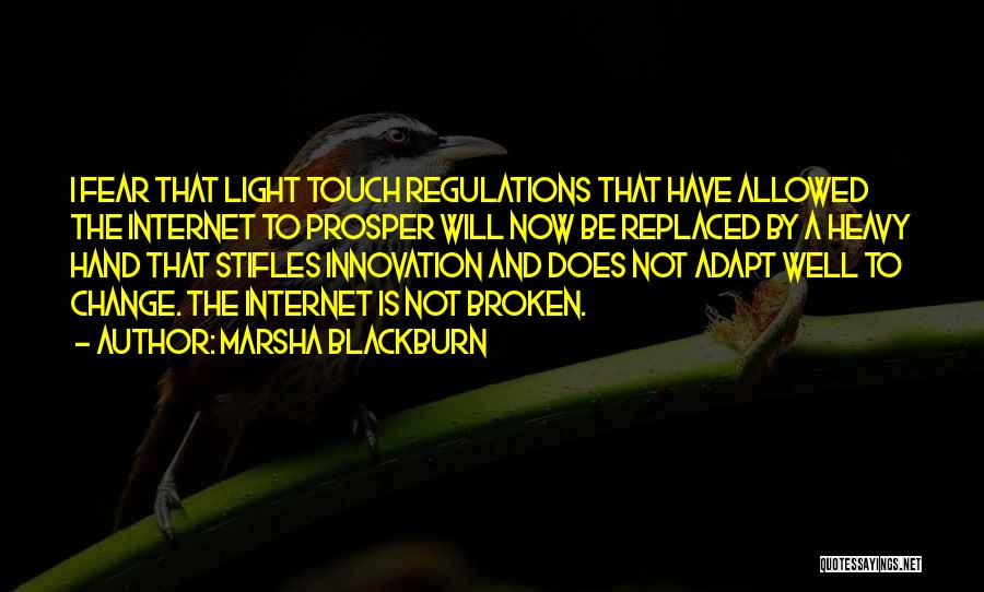 Marsha Blackburn Quotes: I Fear That Light Touch Regulations That Have Allowed The Internet To Prosper Will Now Be Replaced By A Heavy