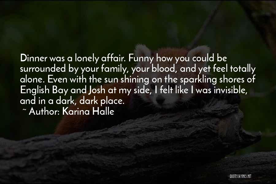 Karina Halle Quotes: Dinner Was A Lonely Affair. Funny How You Could Be Surrounded By Your Family, Your Blood, And Yet Feel Totally