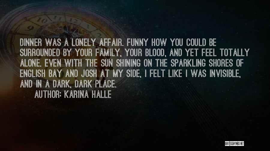 Karina Halle Quotes: Dinner Was A Lonely Affair. Funny How You Could Be Surrounded By Your Family, Your Blood, And Yet Feel Totally