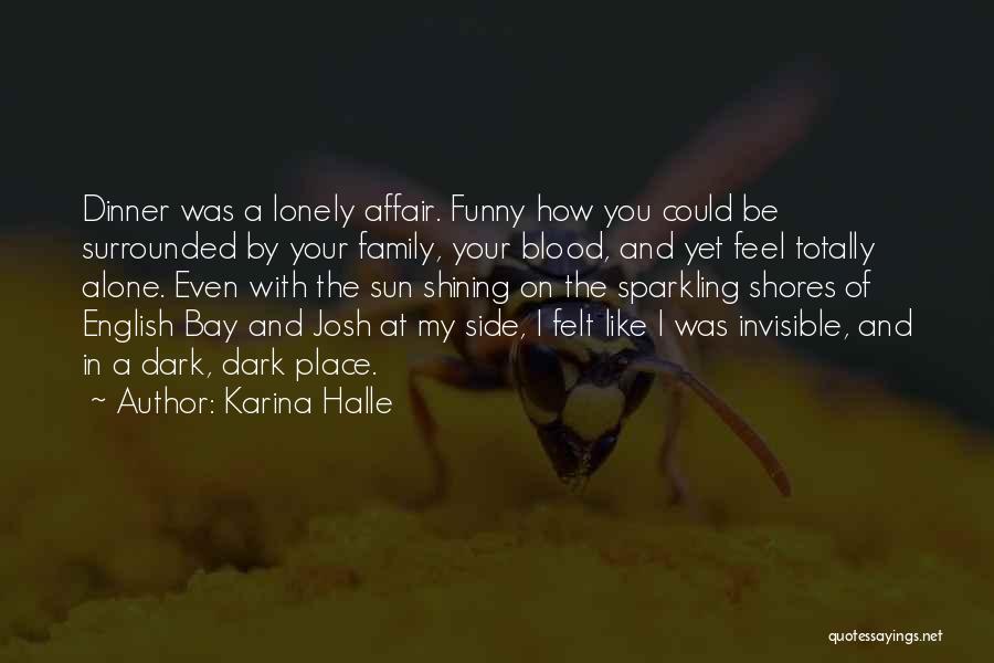 Karina Halle Quotes: Dinner Was A Lonely Affair. Funny How You Could Be Surrounded By Your Family, Your Blood, And Yet Feel Totally