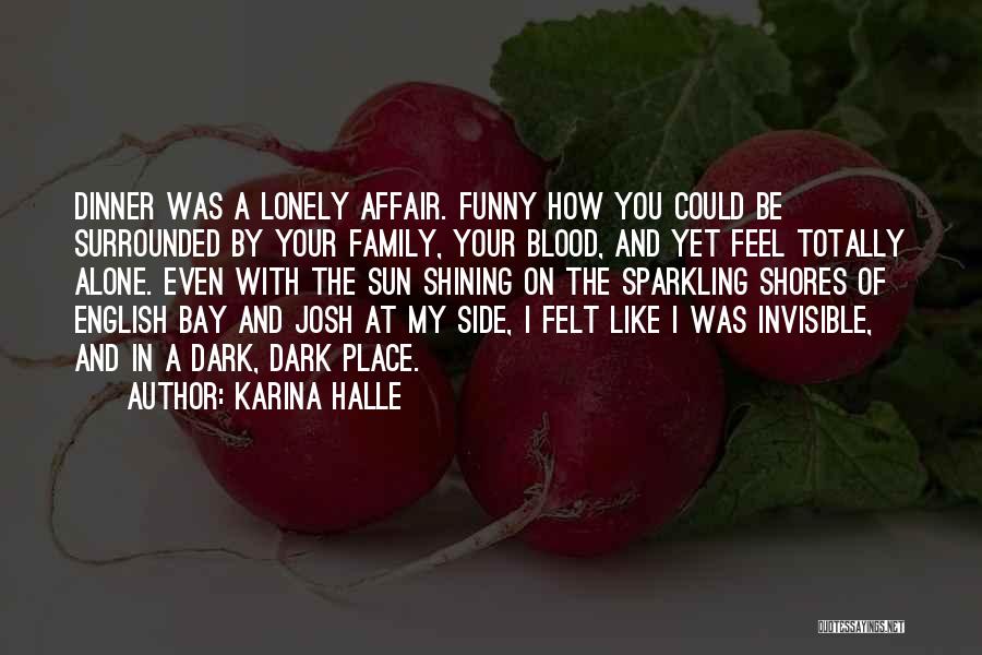 Karina Halle Quotes: Dinner Was A Lonely Affair. Funny How You Could Be Surrounded By Your Family, Your Blood, And Yet Feel Totally
