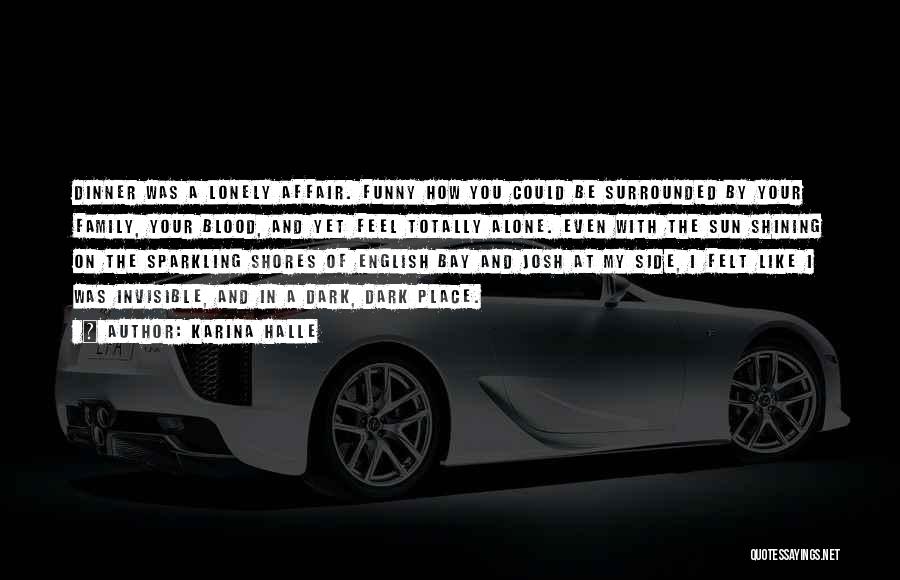 Karina Halle Quotes: Dinner Was A Lonely Affair. Funny How You Could Be Surrounded By Your Family, Your Blood, And Yet Feel Totally