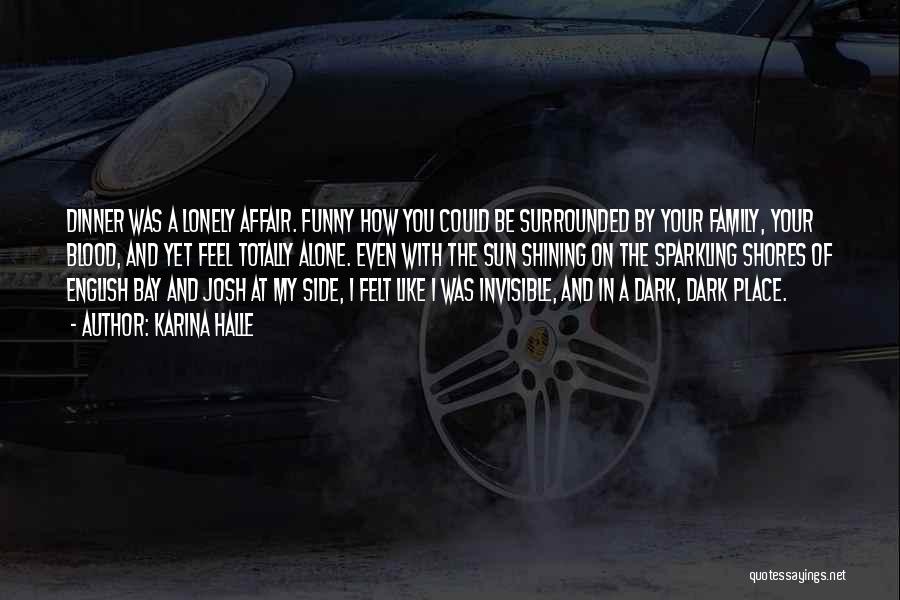 Karina Halle Quotes: Dinner Was A Lonely Affair. Funny How You Could Be Surrounded By Your Family, Your Blood, And Yet Feel Totally