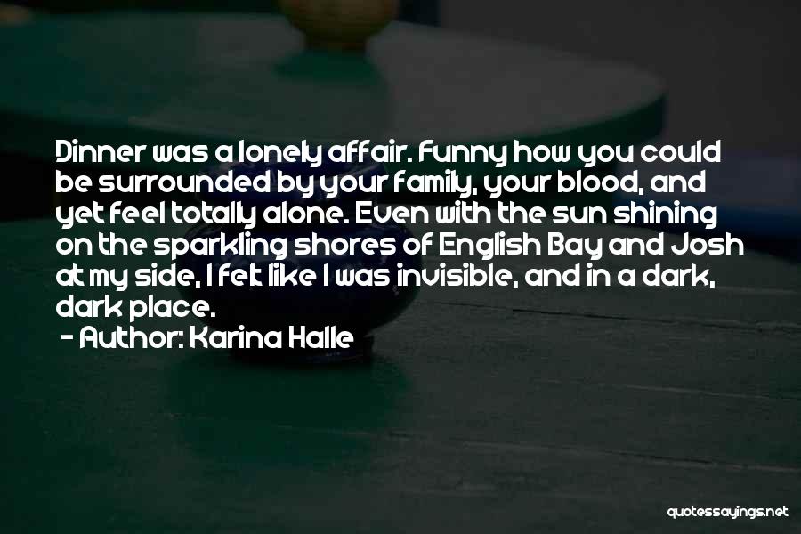 Karina Halle Quotes: Dinner Was A Lonely Affair. Funny How You Could Be Surrounded By Your Family, Your Blood, And Yet Feel Totally