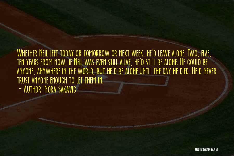 Nora Sakavic Quotes: Whether Neil Left Today Or Tomorrow Or Next Week, He'd Leave Alone. Two, Five, Ten Years From Now, If Neil