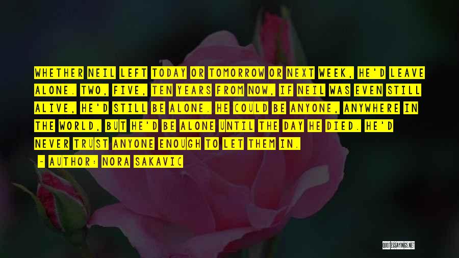 Nora Sakavic Quotes: Whether Neil Left Today Or Tomorrow Or Next Week, He'd Leave Alone. Two, Five, Ten Years From Now, If Neil