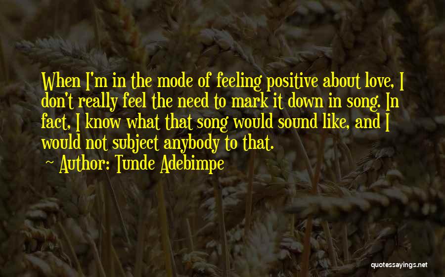 Tunde Adebimpe Quotes: When I'm In The Mode Of Feeling Positive About Love, I Don't Really Feel The Need To Mark It Down