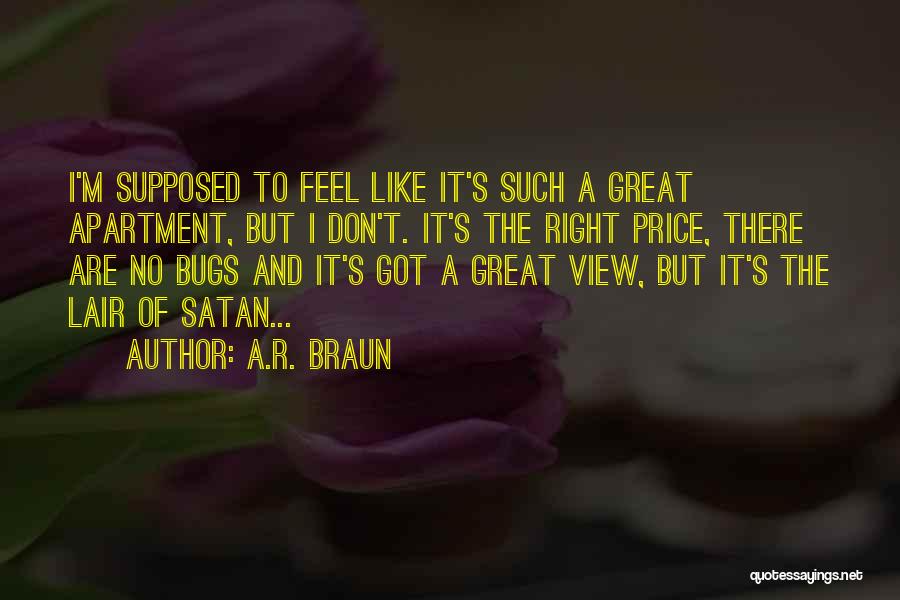 A.R. Braun Quotes: I'm Supposed To Feel Like It's Such A Great Apartment, But I Don't. It's The Right Price, There Are No