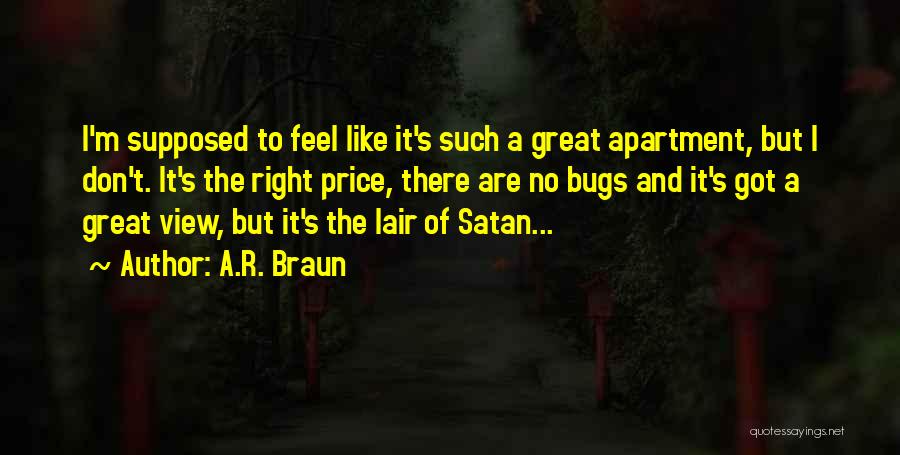 A.R. Braun Quotes: I'm Supposed To Feel Like It's Such A Great Apartment, But I Don't. It's The Right Price, There Are No