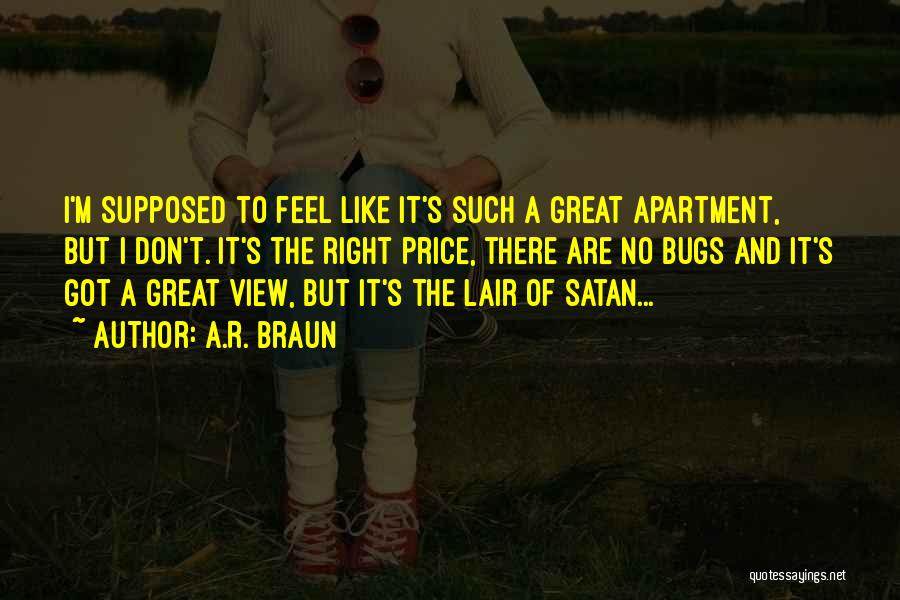 A.R. Braun Quotes: I'm Supposed To Feel Like It's Such A Great Apartment, But I Don't. It's The Right Price, There Are No