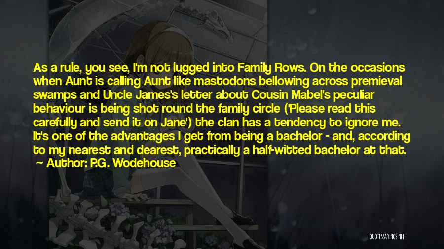 P.G. Wodehouse Quotes: As A Rule, You See, I'm Not Lugged Into Family Rows. On The Occasions When Aunt Is Calling Aunt Like