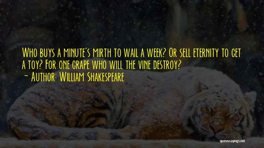 William Shakespeare Quotes: Who Buys A Minute's Mirth To Wail A Week? Or Sell Eternity To Get A Toy? For One Grape Who