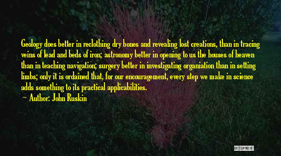 John Ruskin Quotes: Geology Does Better In Reclothing Dry Bones And Revealing Lost Creations, Than In Tracing Veins Of Lead And Beds Of