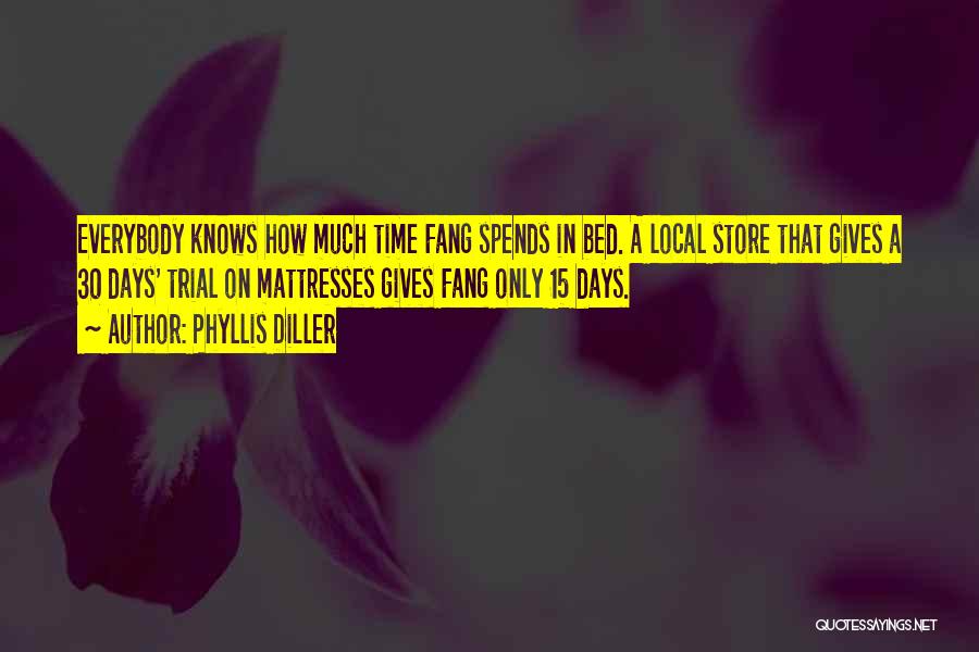 Phyllis Diller Quotes: Everybody Knows How Much Time Fang Spends In Bed. A Local Store That Gives A 30 Days' Trial On Mattresses