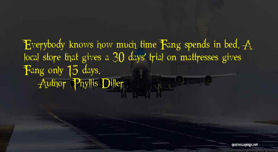 Phyllis Diller Quotes: Everybody Knows How Much Time Fang Spends In Bed. A Local Store That Gives A 30 Days' Trial On Mattresses