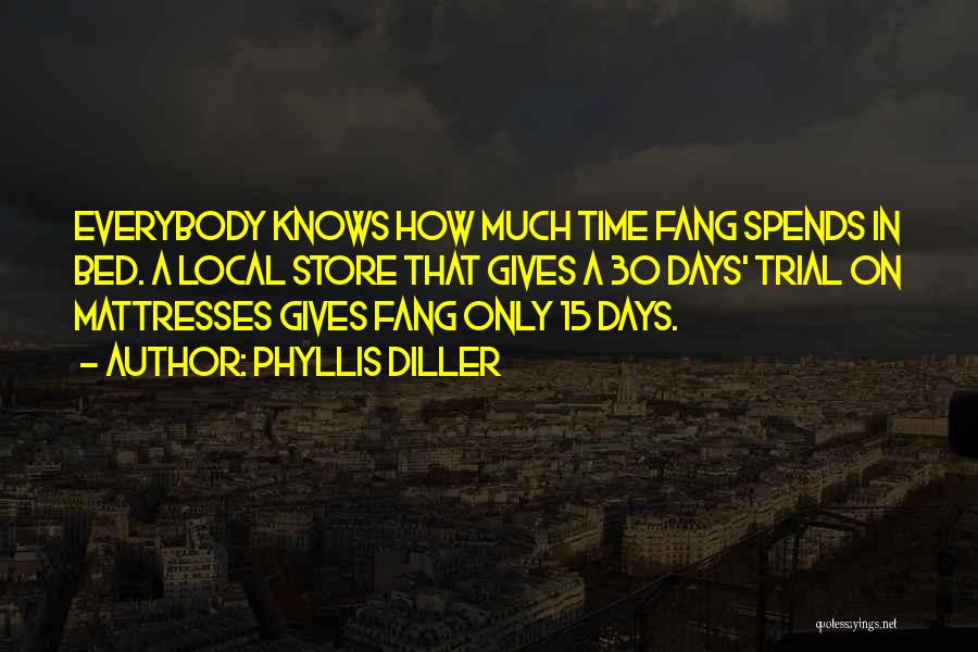 Phyllis Diller Quotes: Everybody Knows How Much Time Fang Spends In Bed. A Local Store That Gives A 30 Days' Trial On Mattresses