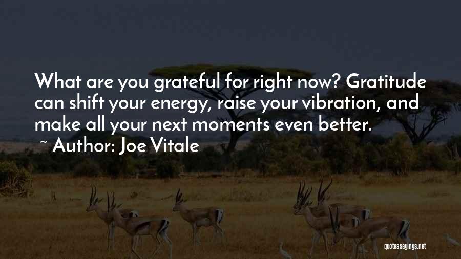 Joe Vitale Quotes: What Are You Grateful For Right Now? Gratitude Can Shift Your Energy, Raise Your Vibration, And Make All Your Next