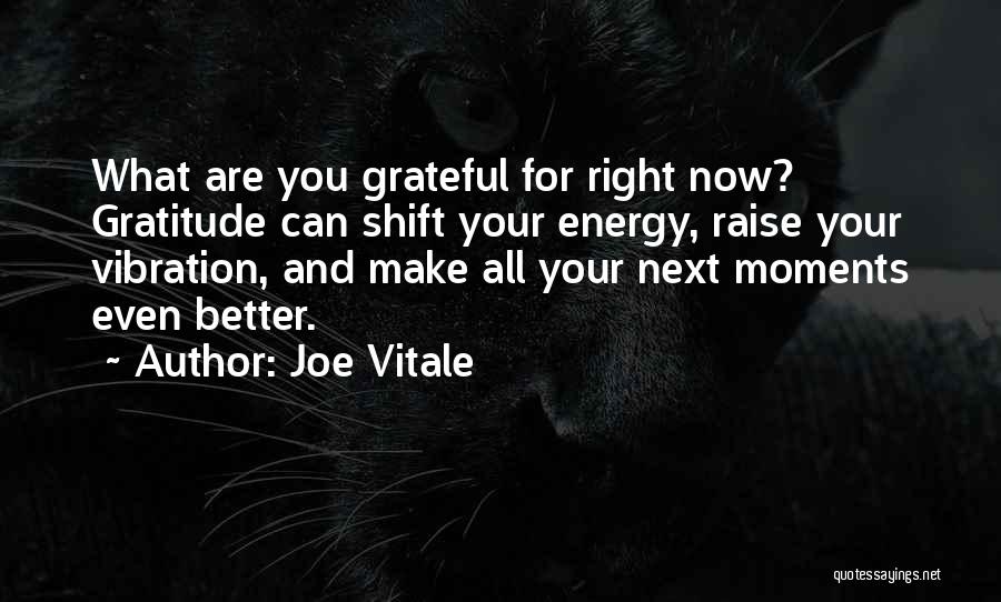 Joe Vitale Quotes: What Are You Grateful For Right Now? Gratitude Can Shift Your Energy, Raise Your Vibration, And Make All Your Next