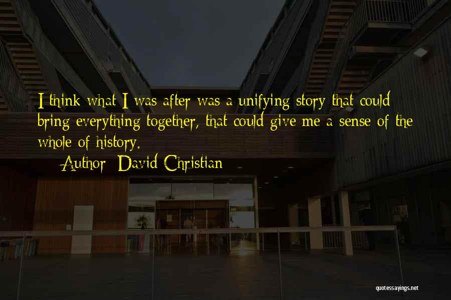 David Christian Quotes: I Think What I Was After Was A Unifying Story That Could Bring Everything Together, That Could Give Me A