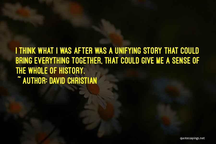 David Christian Quotes: I Think What I Was After Was A Unifying Story That Could Bring Everything Together, That Could Give Me A