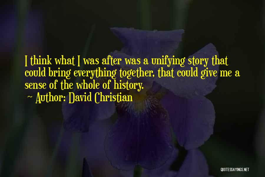 David Christian Quotes: I Think What I Was After Was A Unifying Story That Could Bring Everything Together, That Could Give Me A