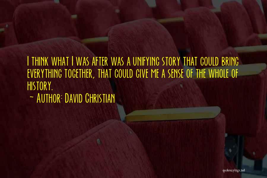 David Christian Quotes: I Think What I Was After Was A Unifying Story That Could Bring Everything Together, That Could Give Me A