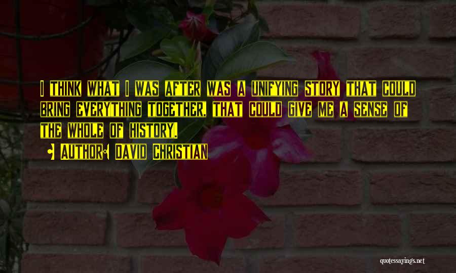 David Christian Quotes: I Think What I Was After Was A Unifying Story That Could Bring Everything Together, That Could Give Me A