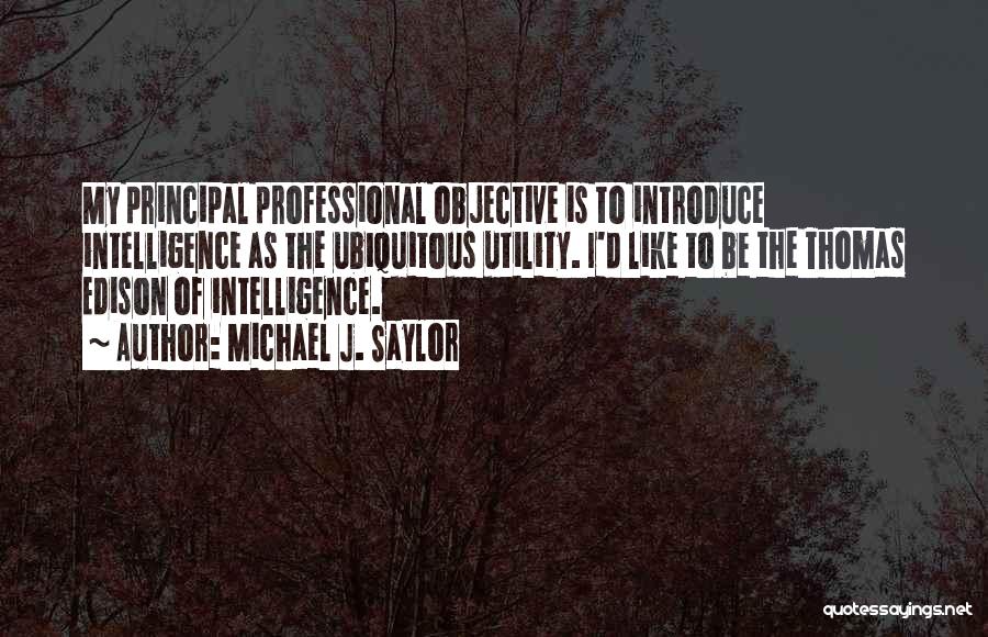 Michael J. Saylor Quotes: My Principal Professional Objective Is To Introduce Intelligence As The Ubiquitous Utility. I'd Like To Be The Thomas Edison Of