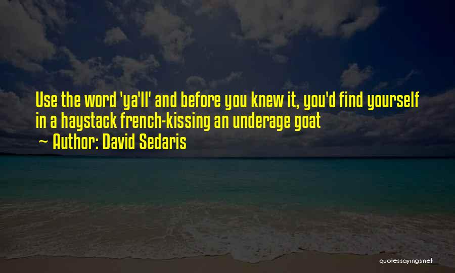 David Sedaris Quotes: Use The Word 'ya'll' And Before You Knew It, You'd Find Yourself In A Haystack French-kissing An Underage Goat