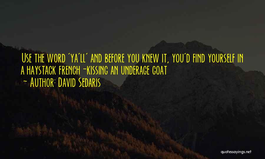 David Sedaris Quotes: Use The Word 'ya'll' And Before You Knew It, You'd Find Yourself In A Haystack French-kissing An Underage Goat