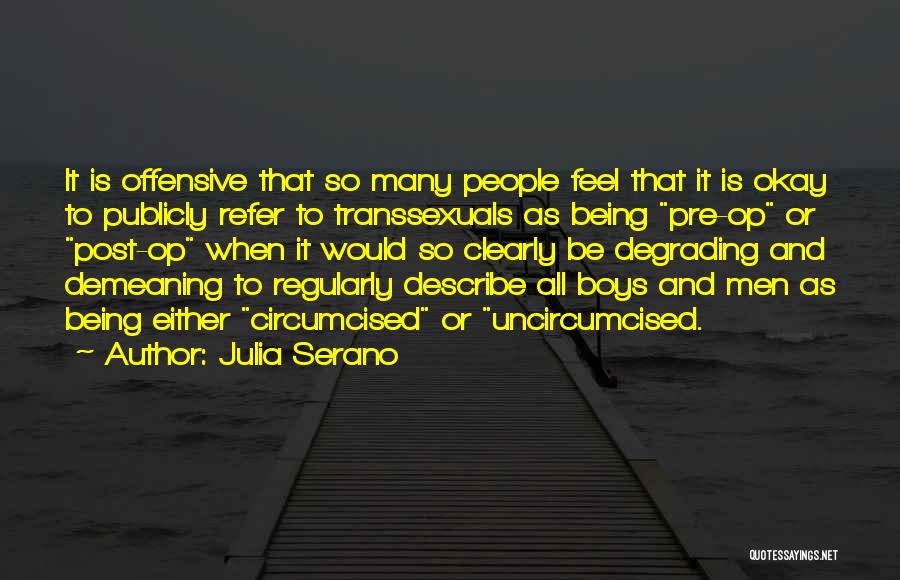 Julia Serano Quotes: It Is Offensive That So Many People Feel That It Is Okay To Publicly Refer To Transsexuals As Being Pre-op