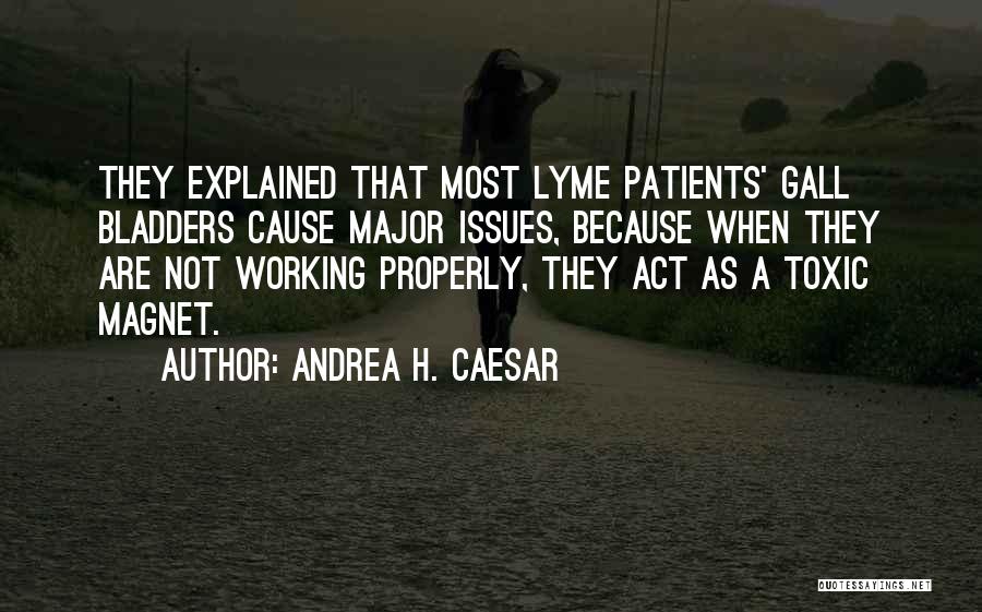 Andrea H. Caesar Quotes: They Explained That Most Lyme Patients' Gall Bladders Cause Major Issues, Because When They Are Not Working Properly, They Act