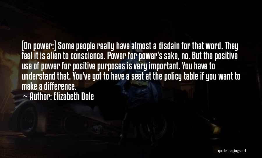 Elizabeth Dole Quotes: [on Power:] Some People Really Have Almost A Disdain For That Word. They Feel It Is Alien To Conscience. Power