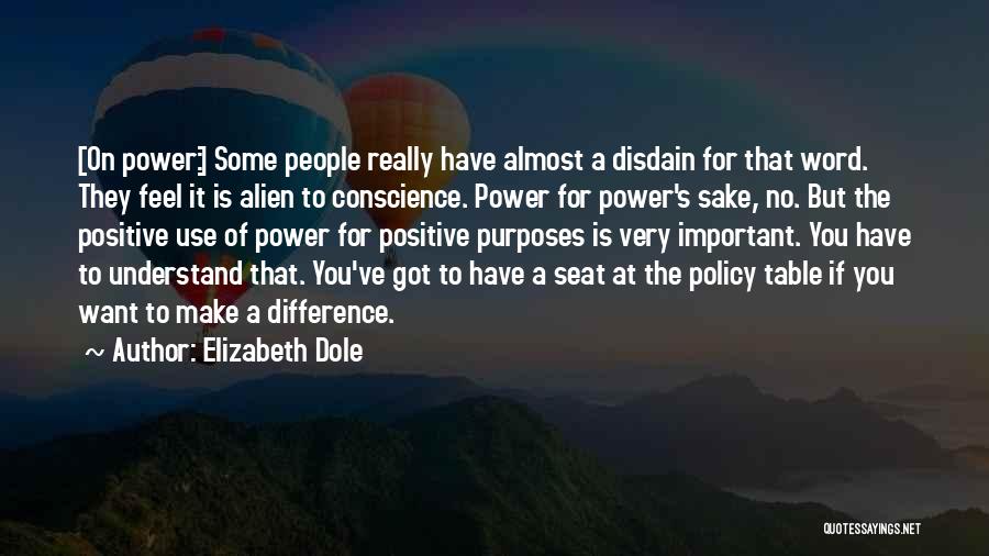 Elizabeth Dole Quotes: [on Power:] Some People Really Have Almost A Disdain For That Word. They Feel It Is Alien To Conscience. Power