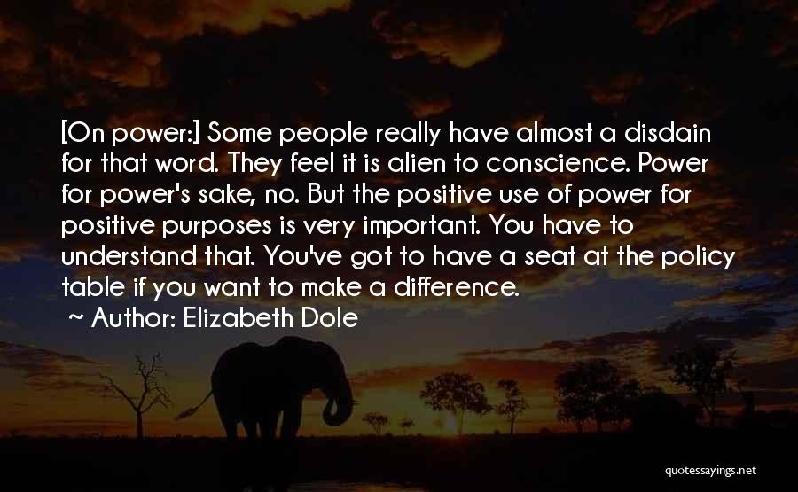 Elizabeth Dole Quotes: [on Power:] Some People Really Have Almost A Disdain For That Word. They Feel It Is Alien To Conscience. Power