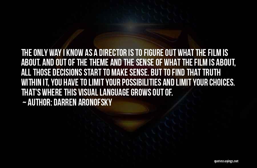 Darren Aronofsky Quotes: The Only Way I Know As A Director Is To Figure Out What The Film Is About. And Out Of