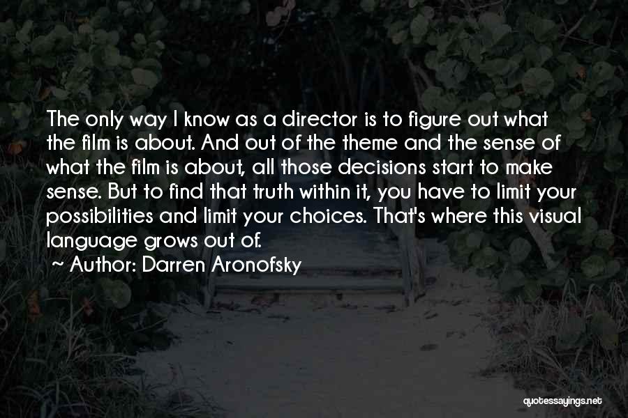 Darren Aronofsky Quotes: The Only Way I Know As A Director Is To Figure Out What The Film Is About. And Out Of