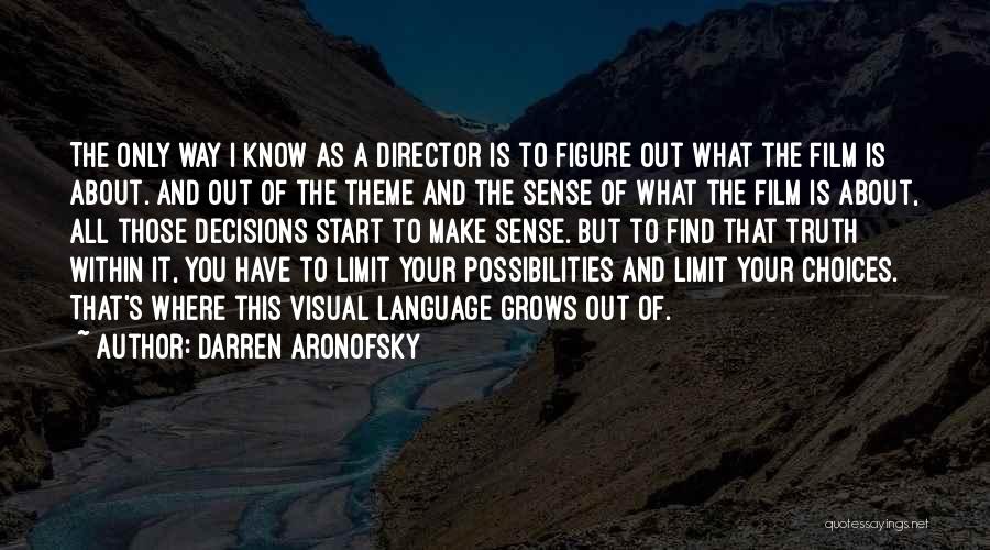 Darren Aronofsky Quotes: The Only Way I Know As A Director Is To Figure Out What The Film Is About. And Out Of