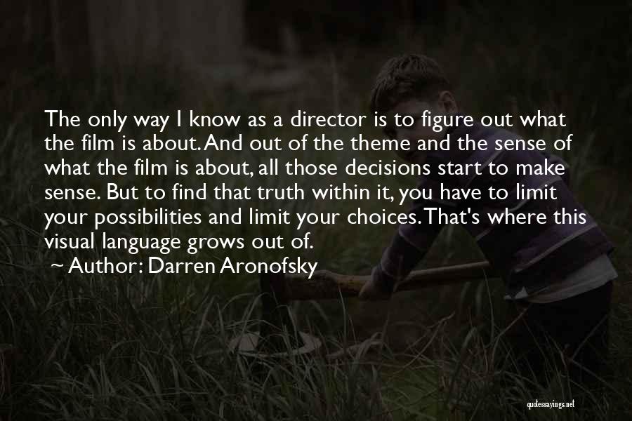 Darren Aronofsky Quotes: The Only Way I Know As A Director Is To Figure Out What The Film Is About. And Out Of