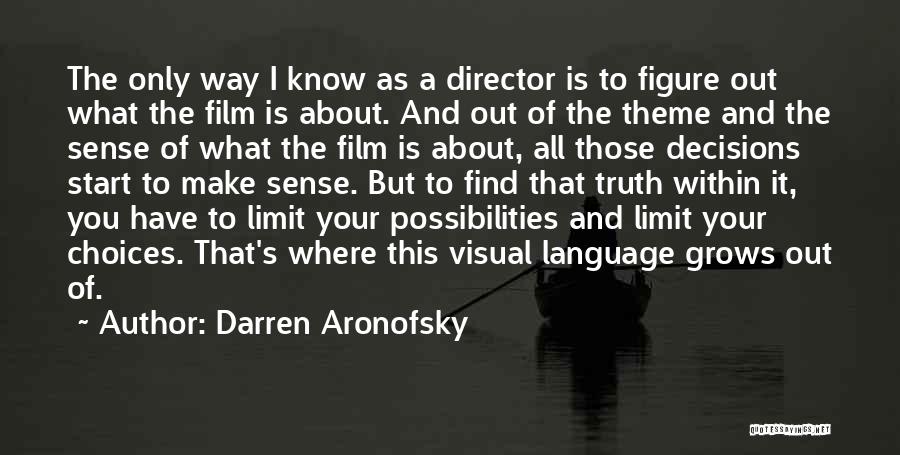 Darren Aronofsky Quotes: The Only Way I Know As A Director Is To Figure Out What The Film Is About. And Out Of