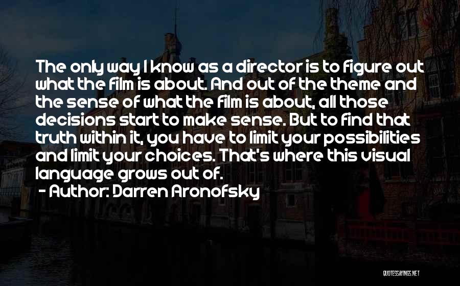 Darren Aronofsky Quotes: The Only Way I Know As A Director Is To Figure Out What The Film Is About. And Out Of