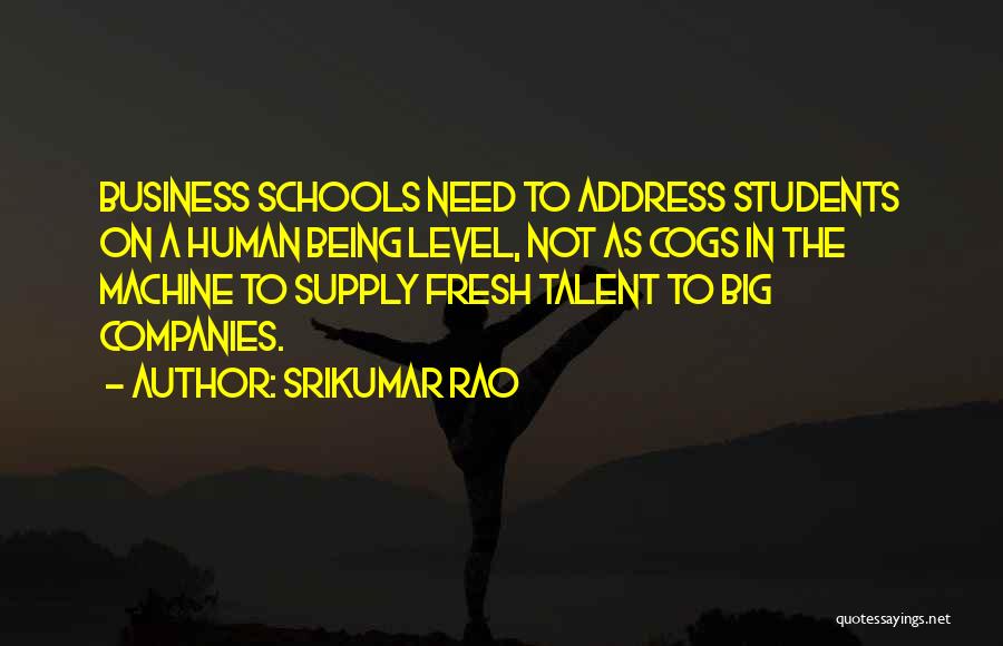 Srikumar Rao Quotes: Business Schools Need To Address Students On A Human Being Level, Not As Cogs In The Machine To Supply Fresh