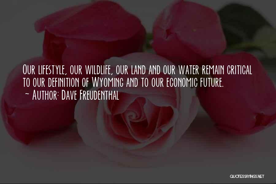 Dave Freudenthal Quotes: Our Lifestyle, Our Wildlife, Our Land And Our Water Remain Critical To Our Definition Of Wyoming And To Our Economic