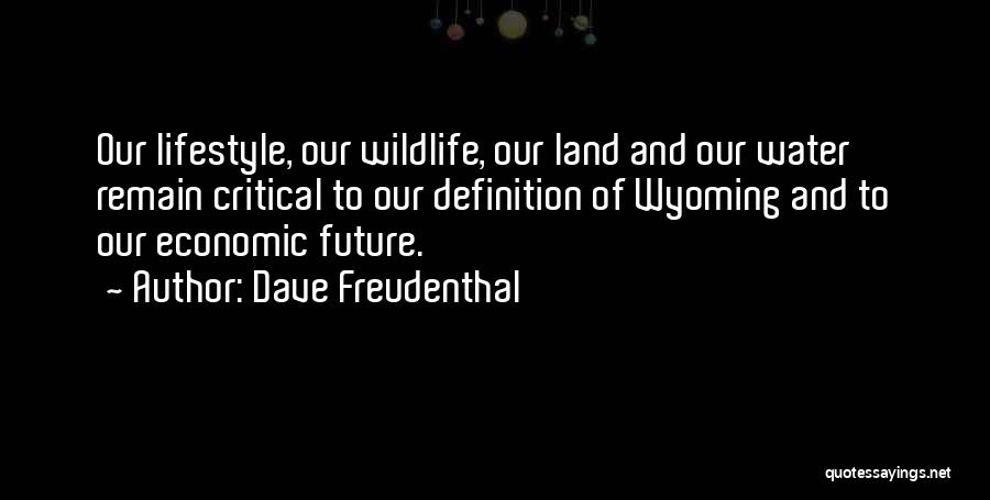 Dave Freudenthal Quotes: Our Lifestyle, Our Wildlife, Our Land And Our Water Remain Critical To Our Definition Of Wyoming And To Our Economic