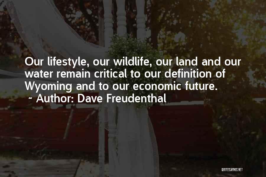 Dave Freudenthal Quotes: Our Lifestyle, Our Wildlife, Our Land And Our Water Remain Critical To Our Definition Of Wyoming And To Our Economic