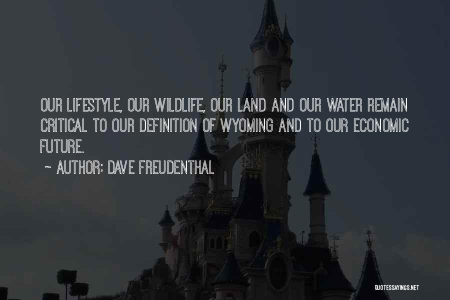 Dave Freudenthal Quotes: Our Lifestyle, Our Wildlife, Our Land And Our Water Remain Critical To Our Definition Of Wyoming And To Our Economic