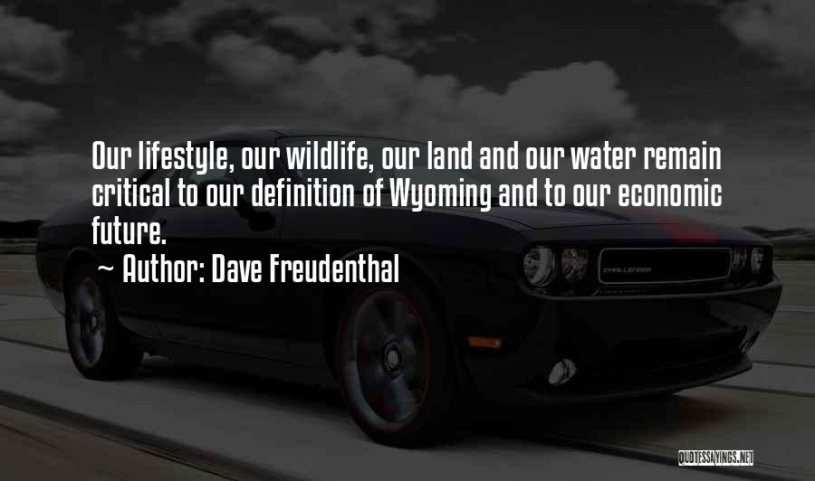 Dave Freudenthal Quotes: Our Lifestyle, Our Wildlife, Our Land And Our Water Remain Critical To Our Definition Of Wyoming And To Our Economic