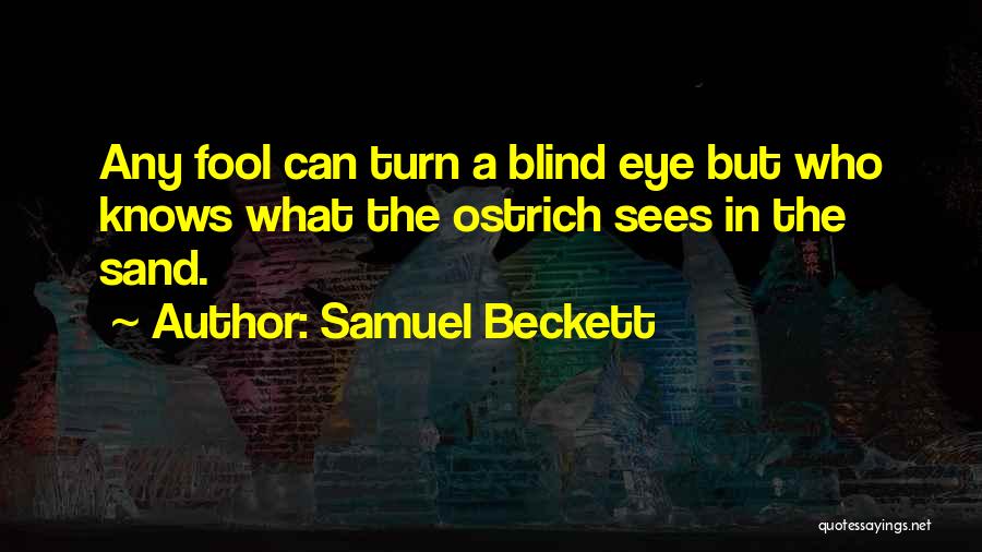 Samuel Beckett Quotes: Any Fool Can Turn A Blind Eye But Who Knows What The Ostrich Sees In The Sand.