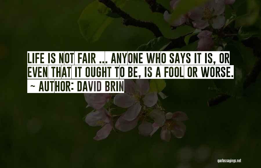 David Brin Quotes: Life Is Not Fair ... Anyone Who Says It Is, Or Even That It Ought To Be, Is A Fool